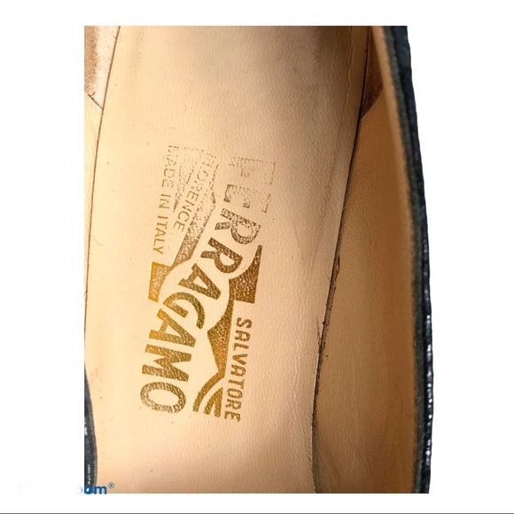 SALVATORE FERRAGAMO Suede Patent Cap Toe Pumps Size 7.5 - Picture 7 of 9